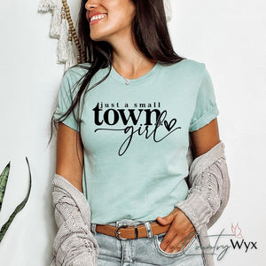 Country Wyx Just A Small Town Girl T-Shirt - Heather Dusty Blue (Unisex)