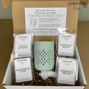 Country Wyx - Wax Melt Starter Pack - Soft Mint Warmer with Spring Wax Melts