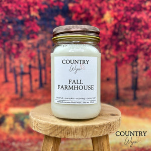 Fall Farmhouse Candle - 16oz Mason Jar