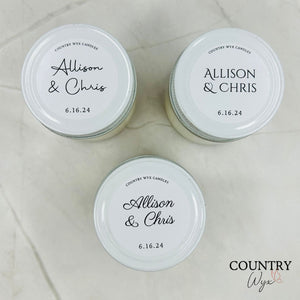 Personalized Wedding Candles - custom label examples