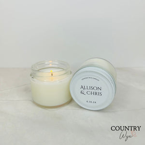 Personalized Wedding Candles - 2oz straight-sided jar with custom label