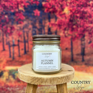 Autumn Flannel Candle - 8oz Mason Jar