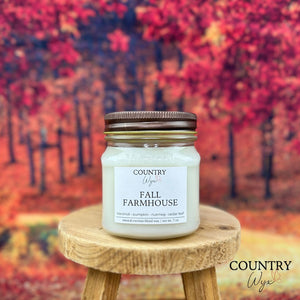 Fall Farmhouse Candle - 8oz Mason Jar