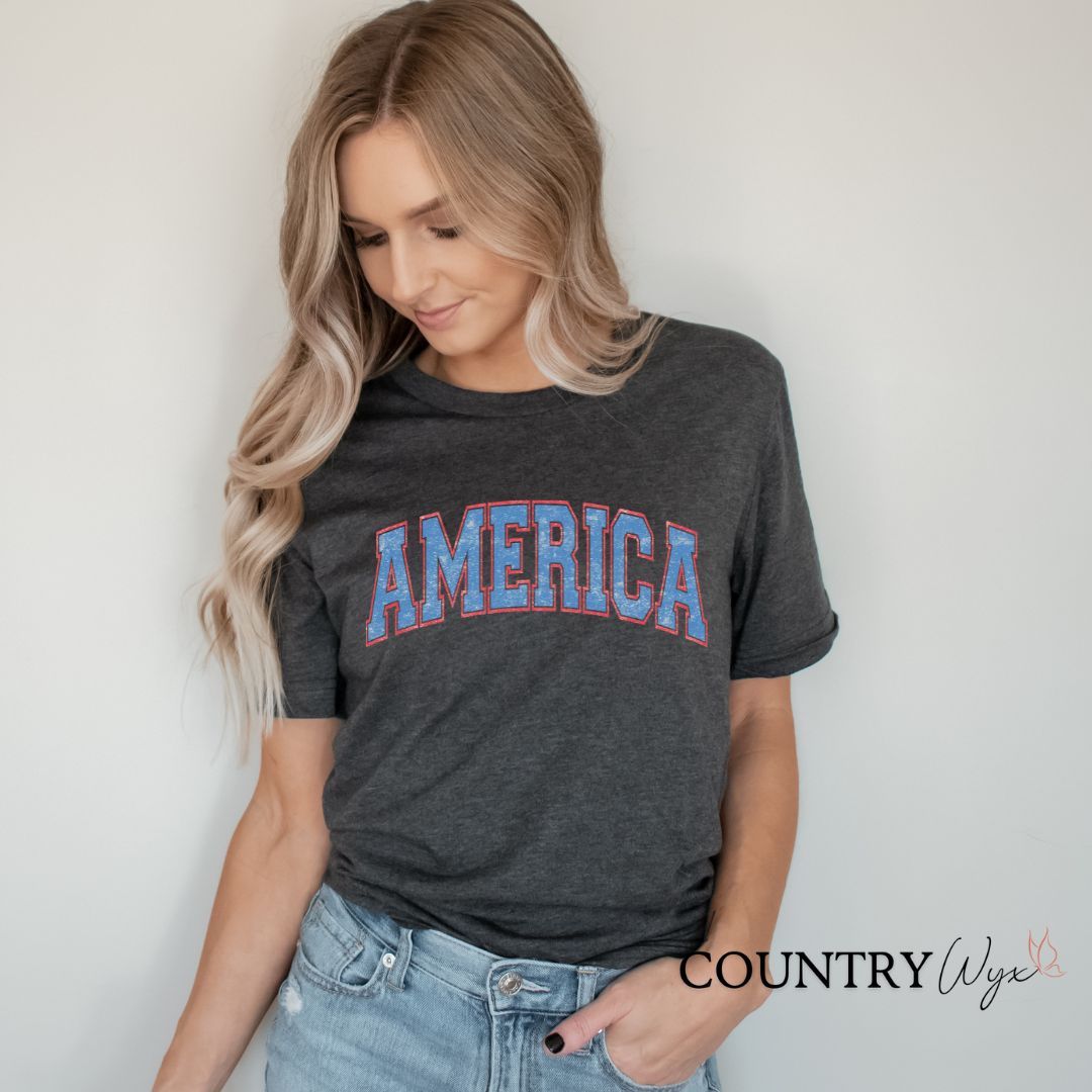 America T-Shirt - Heather Dark Gray (Unisex)