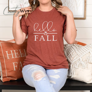 Country Wyx - Hello Fall T-Shirt - Heather Clay (Unisex)
