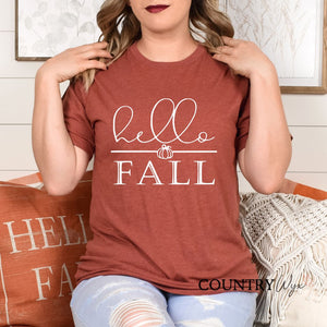 Hello Fall T-Shirt - Heather Clay (Unisex)