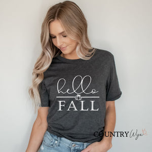 Hello Fall T-Shirt - Heather Dark Gray (Unisex)