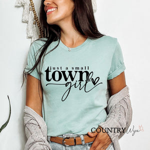 Just A Small Town Girl T-Shirt - Heather Dusty Blue (Unisex)