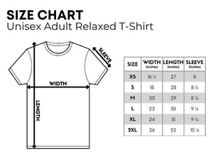 Country Wyx Unisex Adult Relaxed T-Shirt Size Chart