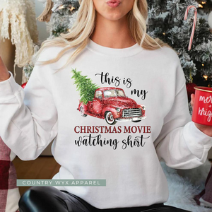 Country Wyx This Is My Christmas Movie Watching - Unisex Crewneck Sweatshirt in White