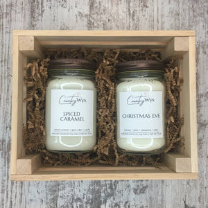 Country Wyx - Candles - Holiday Crate - Christmas Eve and Spiced Caramel