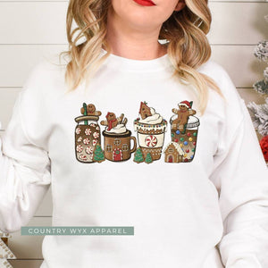 Country Wyx Gingerbread Coffee - Unisex Crewneck Sweatshirt in White