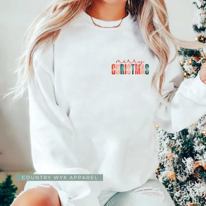 Country Wyx Merry Christmas - Unisex Crewneck Sweatshirt in White